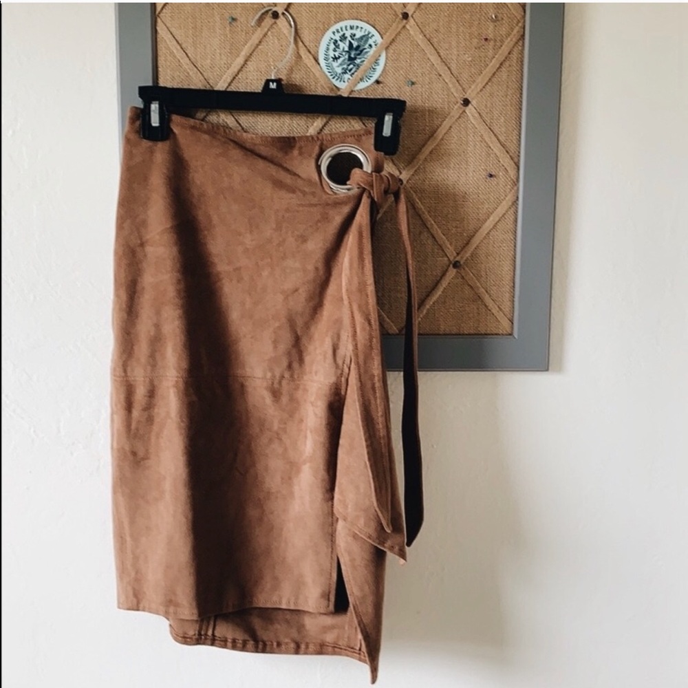 Express Suede Wrap Skirt